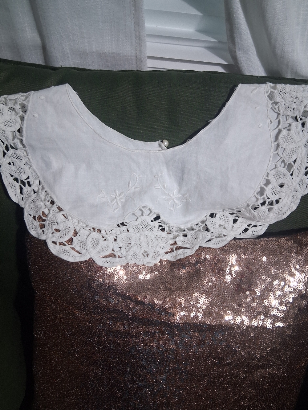 Vintage White Crochet Lace Detachable Collar Girl 8/12